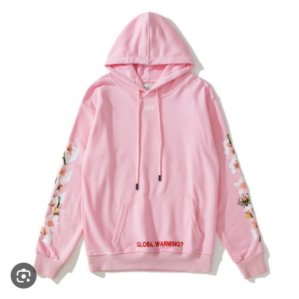 Off-White Main Label Pink Cotton Hoodie by Virgil Abloh